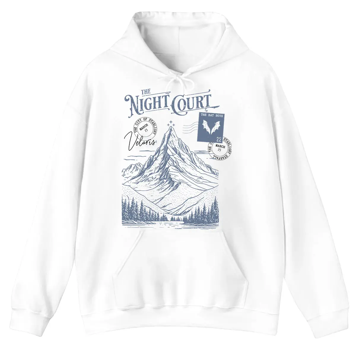 The Night Court Postcard Hoodie (Officially Licensed), Velaris Hoodie, ACOTAR merch, ACOMAF Hoodie, bookish merch, sarah j maas