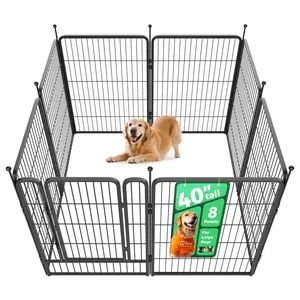 FXW Rollick Unleashed Dog Playpen for Indoor, Yard, RV Camping, 40"/45"/50" Height, 8/16 Panels for Medium and Large Dogs, Black/White│Patented