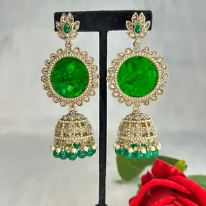 Beautiful Polki Style Jhumki Earrings