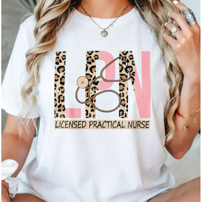 100% Cotton LPN Leopard Nurse Graphic T-Shirt – Licensed Practical Nurse Nursing Tee, Funny Animal Print Medical Shirt, Soft Crewneck Short Sleeve Casual Top, Nurse Gift for Women Healthcare Worker