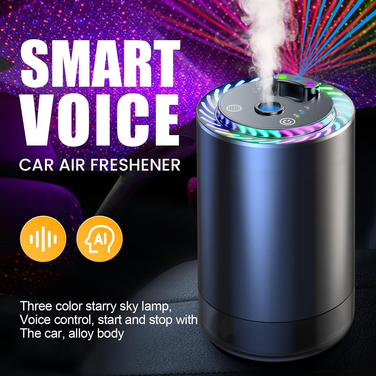 【Valentine's Day Gift 】Gift Set-AI Car Air Freshener, Smart Voice Control, Luxurious Starry Sky Light, 2 x 50ML Natural Perfume, Long-Lasting Fragrance, Suitable For Car, Office, Home