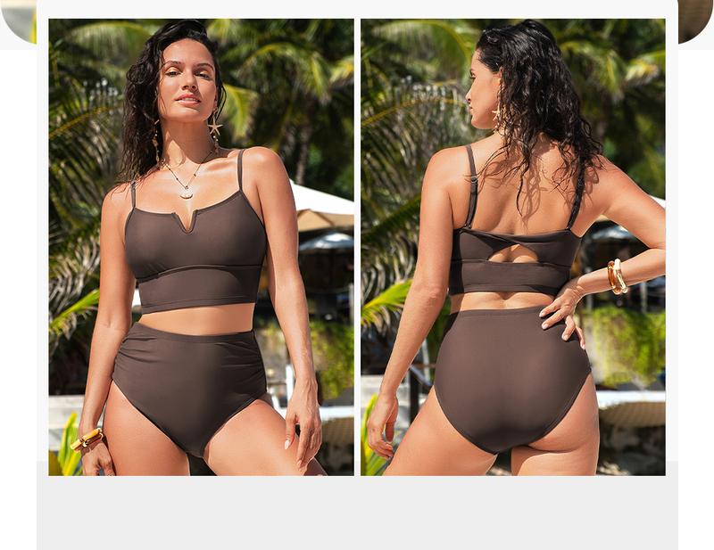 Aleumdr High Waisted Bikini Sets for Women V Wire Two Piece Swimsuits with Tummy Control & Adjustable Straps 2026 Beachwear