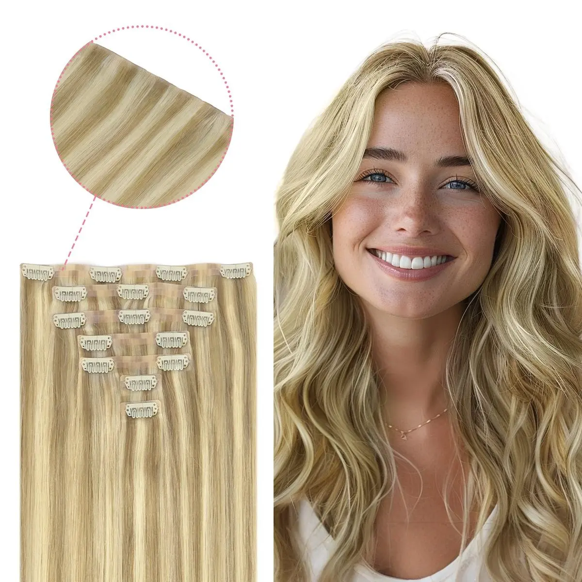 GOO GOO Invisi Edge Clip in Hair Extensions Straight Injected Seamless PU Clip in Hair Extensions Natural Virgin Real Human Hair summer hairstyles #tiktokshopbacktoschool #sohochic