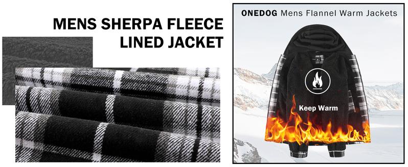 ZITY Men’s Plaid Hooded Fleece Jacket – Windproof Warm Shirt Jacket, Jackets & Tops with Motocross Outdoor Style