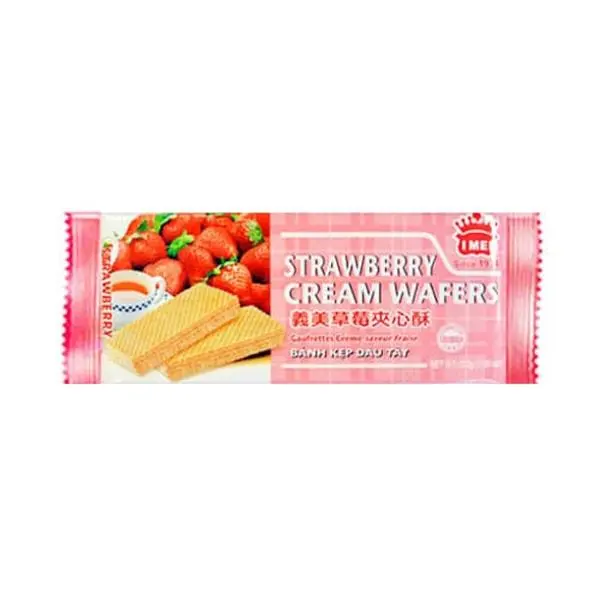 Imei Strawberry Cream Wafer Cookies 200g - Taiwanese Snack, Crispy Sandwich Biscuits