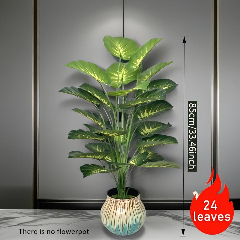 33.5in Artificial Tropical Leaf Plant – 24 Realistic Leaves, DIY Fake Greenery without Pot, Indoor Floor Plant for Home Office Garden Decor, 1 Count
