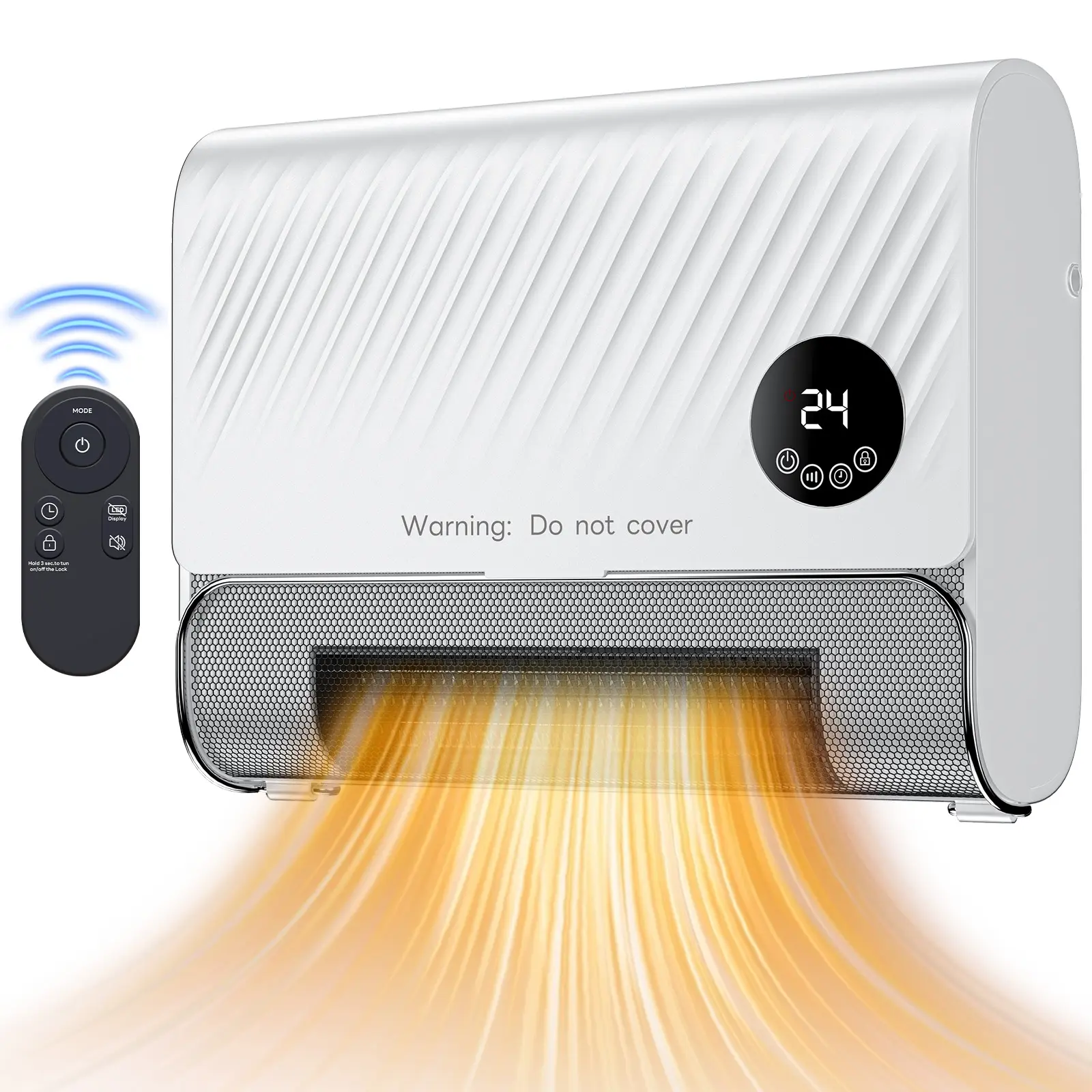 Sweetcrispy 1500W Smart Wall Mounted Electric Panel Heater - 120V, 1-12 Hours Timer, 142*200mm, 60°F to 90°F, Below 35dB, 3 Modes, Remote Control, Overheat Protection for Bedroom, Bathroom