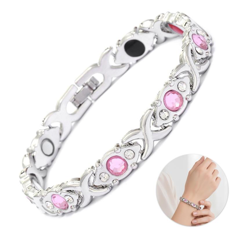 [Free!!ship] BMTWE Energy Magnetic Bracelet with Sparkling Crystals Adjustable Length Delicate Clasp Snap Perfect Gift for Women Men Fashionable Jewelry