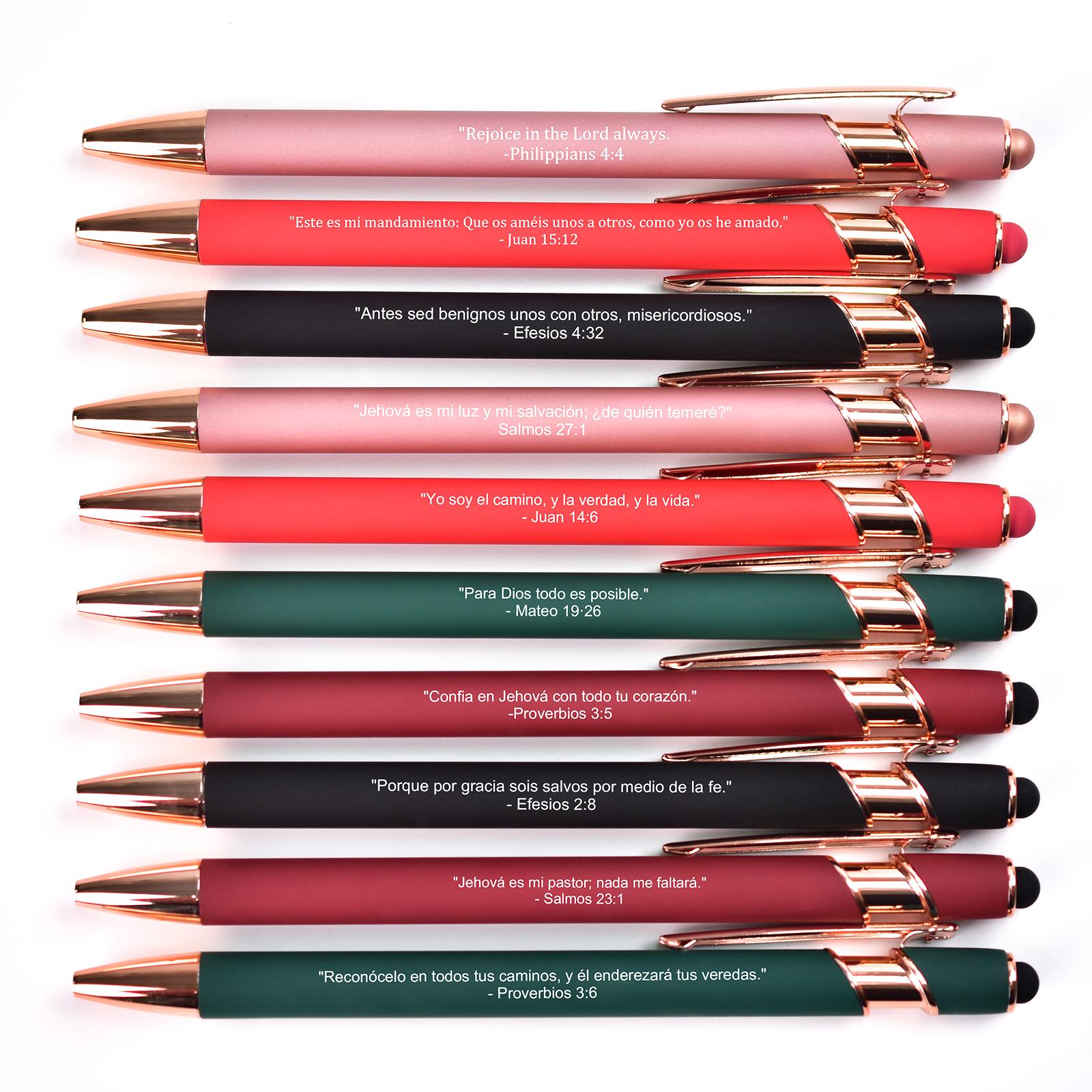 10pcs Bible Verse Ballpoint Pens With Stylus Tip Ink Retractable Writing Pen Religious Gift Ideas Back to School Supplies, Suitable for Bible Study and Daily Use Stationery Pen for School Office