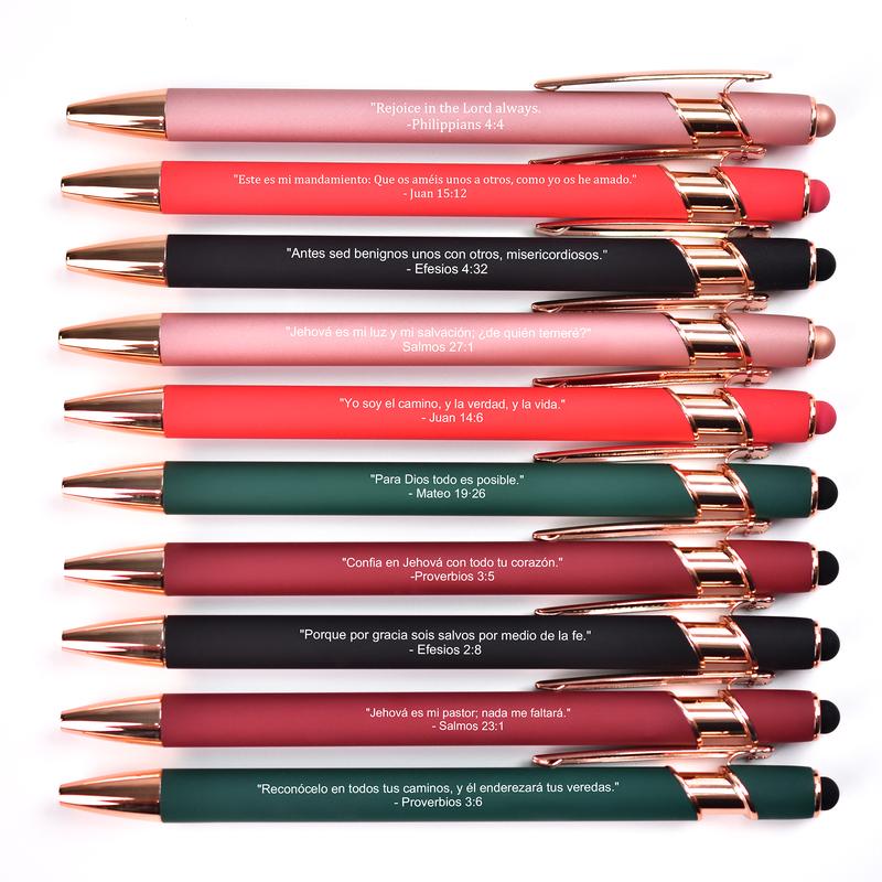 10pcs Bible Verse Ballpoint Pens With Stylus Tip Ink Retractable Writing Pen Religious Gift Ideas Back to School Supplies, Suitable for Bible Study and Daily Use Stationery Pen for School Office 10pcs Bible Verse Ballpoint Pens With Stylus Tip Ink Retractable Writing Pen Religious Gift Ideas Back to School Supplies, Suitable for Bible Study and Daily Use Stationery Pen for School Office