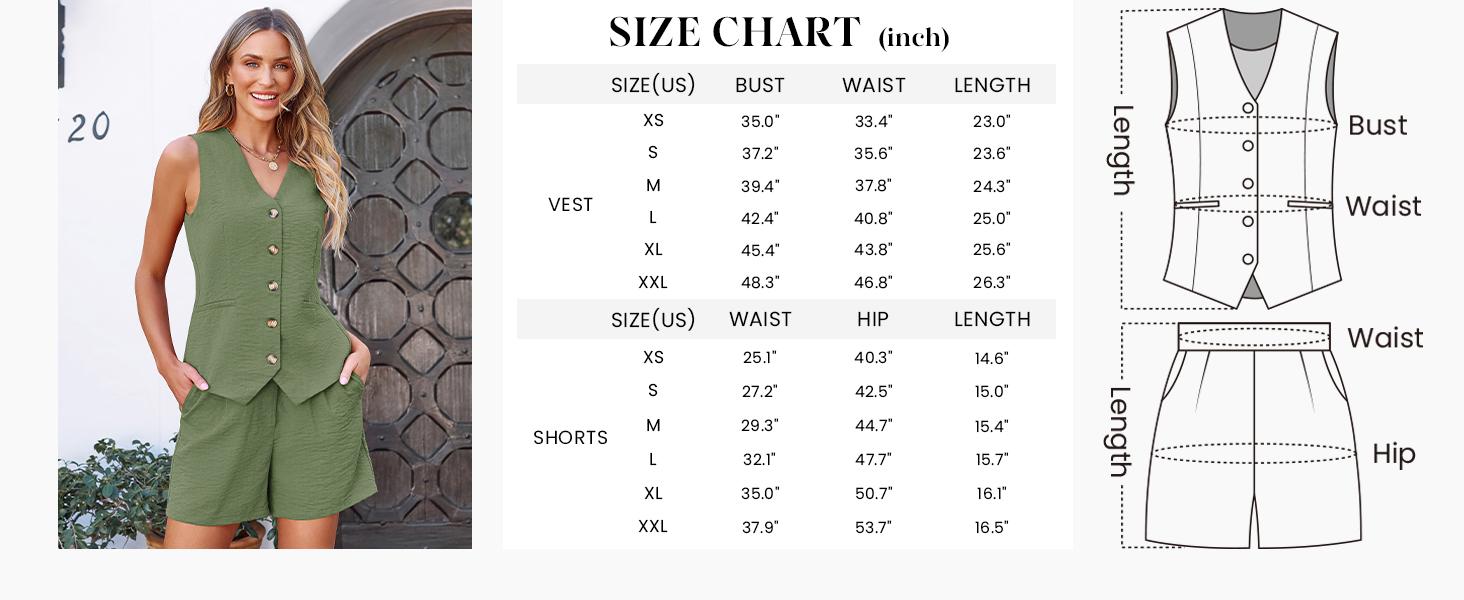 PrettyGarden Women's Summerwear Sleeveless V Neck Button Down 2-Piece Outfit with Functional Pockets, Shorts Set - Minimalist, Womenswear Fitted Suit