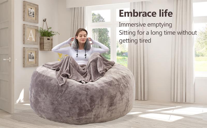 3FT/4FT/5'FT/Jumbo bean bag Lazy Sofa Beanbag Chair Extendable, Durable, Soft Memory Foam Furniture with Flannel Free Shipin USA