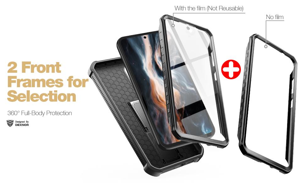 Dexnor Bumper Case for Samsung Galaxy S23 FE (2023), Full-Body Shockproof Rugged Heavy-Duty Protective Cover Dual-Layer Protection with 2 Front Frames & Built-in Screen Protector & Kickstand