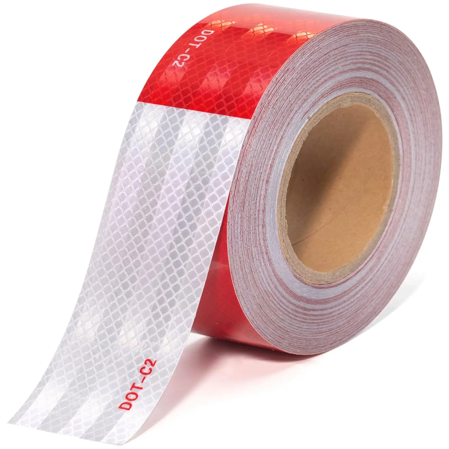 B BRAZIFY DOT-C2 High-Visibility Safety Tape (2" x 100', Red & White) - Adhesive, Waterproof Decal, Reflective Sticker, Heavy-Duty Utility Option for Mailboxes, Vehicle Work Safety Truck Accessory