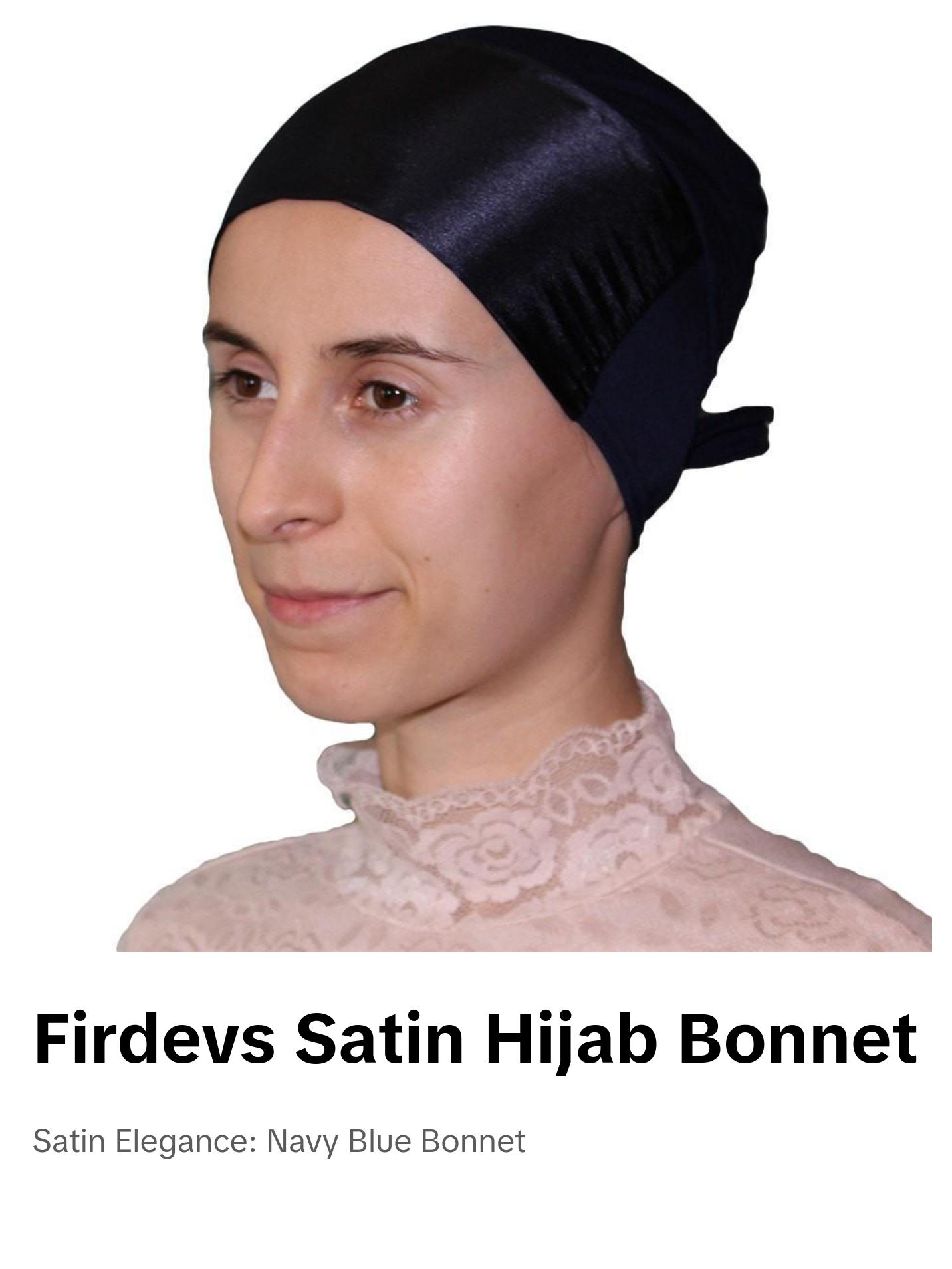 Firdevs Satin Hijab Bonnet Underscarf Navy Blue