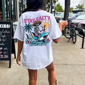 Stay Salty Beach Shirt Trendy Shirt Stay Salty Summer Shirt Coconut Girl Clothes Skeleton Tshirt Coastal Tee Preppy Clothes Graphic T-Shirt Cotton Top