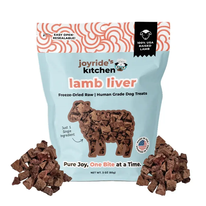 Freeze Dried Lamb Liver Dog Treats, USA Single Ingredient Human Grade Raw Treats for Dogs & Puppies, High Protein Training Rewards, USA Sourced & Made Healthy Dog Snacks | Joyride's Kitchen