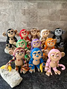 Large Flexi Monkey with Banana Articulated 3D Printed Figurines
