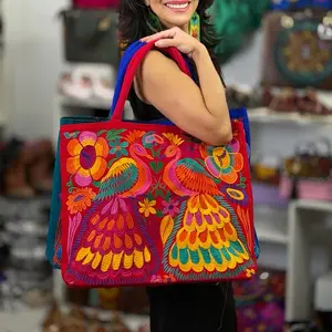 Mexican Embroidered Bag - Bolsa Bordada Chiapas 100% Handbag with Vibrant Floral Embroidery