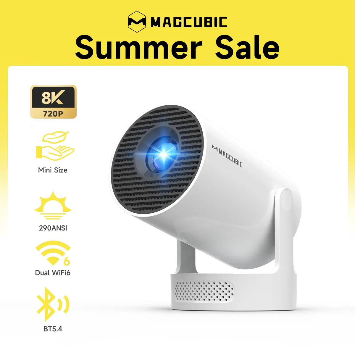 [US warehouse] Magcubic HY300Pro+ 290ANSI Projector Android 14 BT5.4 WIFI6 8K 4K Decode Native 1280*720P 0.8:1 Throw Ratio Built-in Speaker & Appstore Allwinner H726 Home Cinema Mini Smart Portable Upgraded HY300Pro #SummerFinds #DealsForYouDays