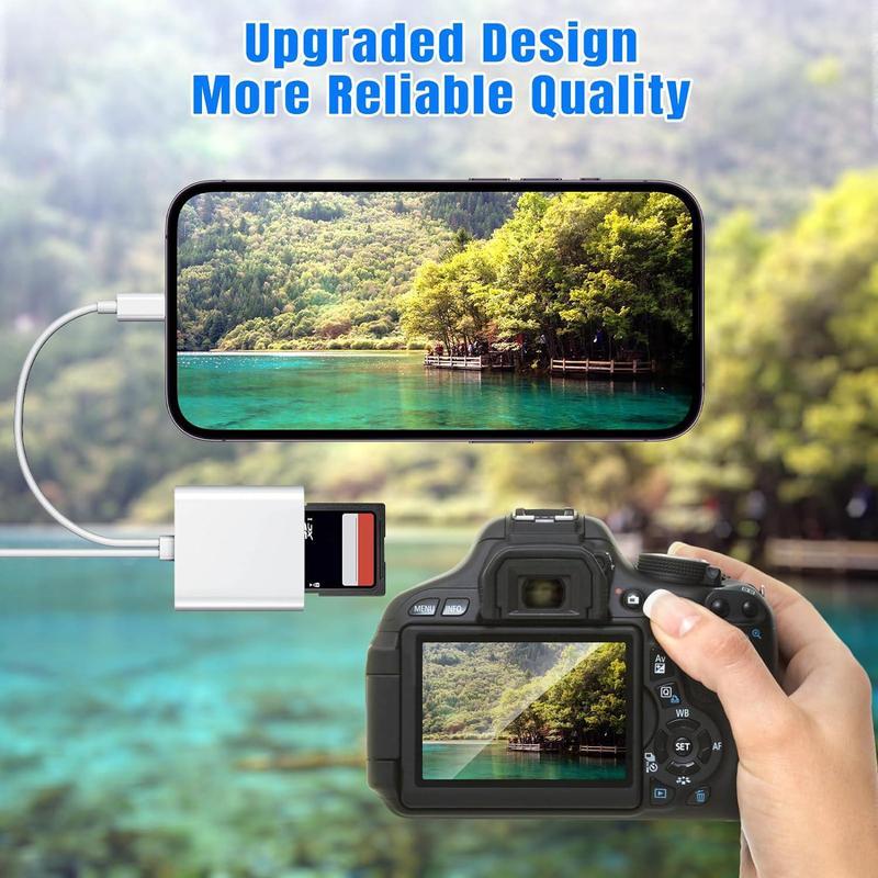 2 in 1 SD Card Reader, 1 Portable Type-C Card Reader, Multi-function Dual Line Card Reader for Home Office Digital Camera