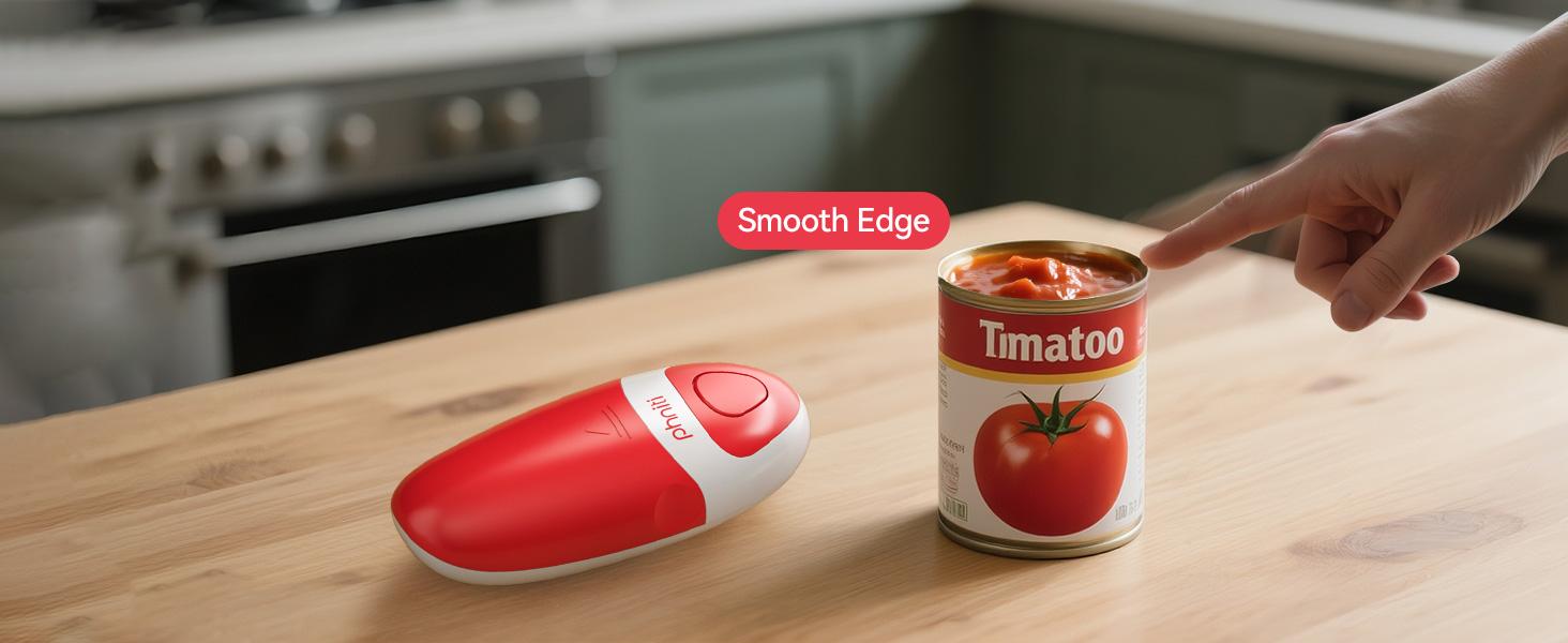 【Summervibes】Automatic Electric Can Opener with Automatic Operation, 1-Touch Handheld Battery-Powered Design, Smooth Edge, Safe Kitchen Tool for Home Use (Red) - Household Kitchen Specialty Appliance