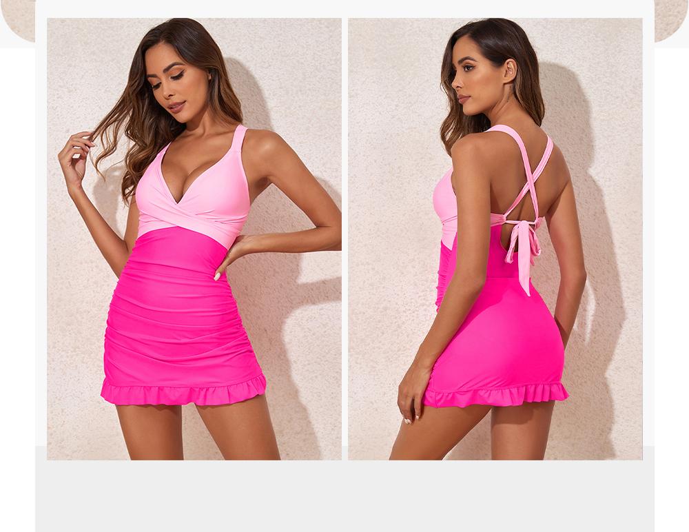 Aleumdr Women Retro Tankini Swimdress Bathing Suits Two Piece Tankini Tops with Bikini Bottoms Twist Swimwear Sport Swimming Clothing Beach Open Back Halter Tankiniswimwear Tankinisuit SpringStatements