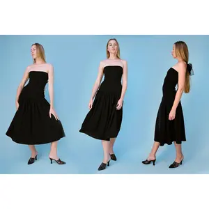 Tube Dropwaist Convertible Dress - Black