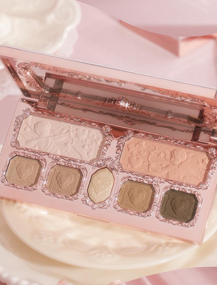 Flower Knows Strawberry Cupid Collection Makeup Palette, Matte, Shimmer, all-in-one Palette, Blush, Longlasting, High Pigment, Ideal For Office, Travel or Date