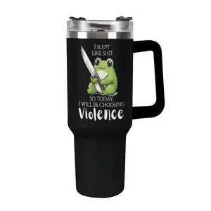 Kawaii Rude Frog Insulated Tumbler Funny Knife Graphic,  20oz/40oz – Large Capacity Car Cup, Long Lasting Heat & Cold, Sarcastic Trendy Travel Mug, summervibes
