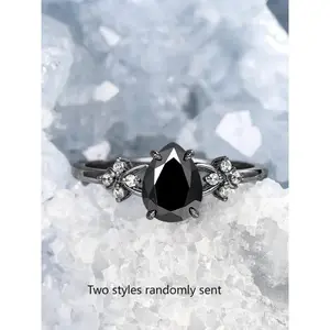 Personalized Six Claw Diamond Blue Crystal Sand Edge Black Diamond Ring Cold Dark Style Fashion Daily Ring Party Jewelry Ring