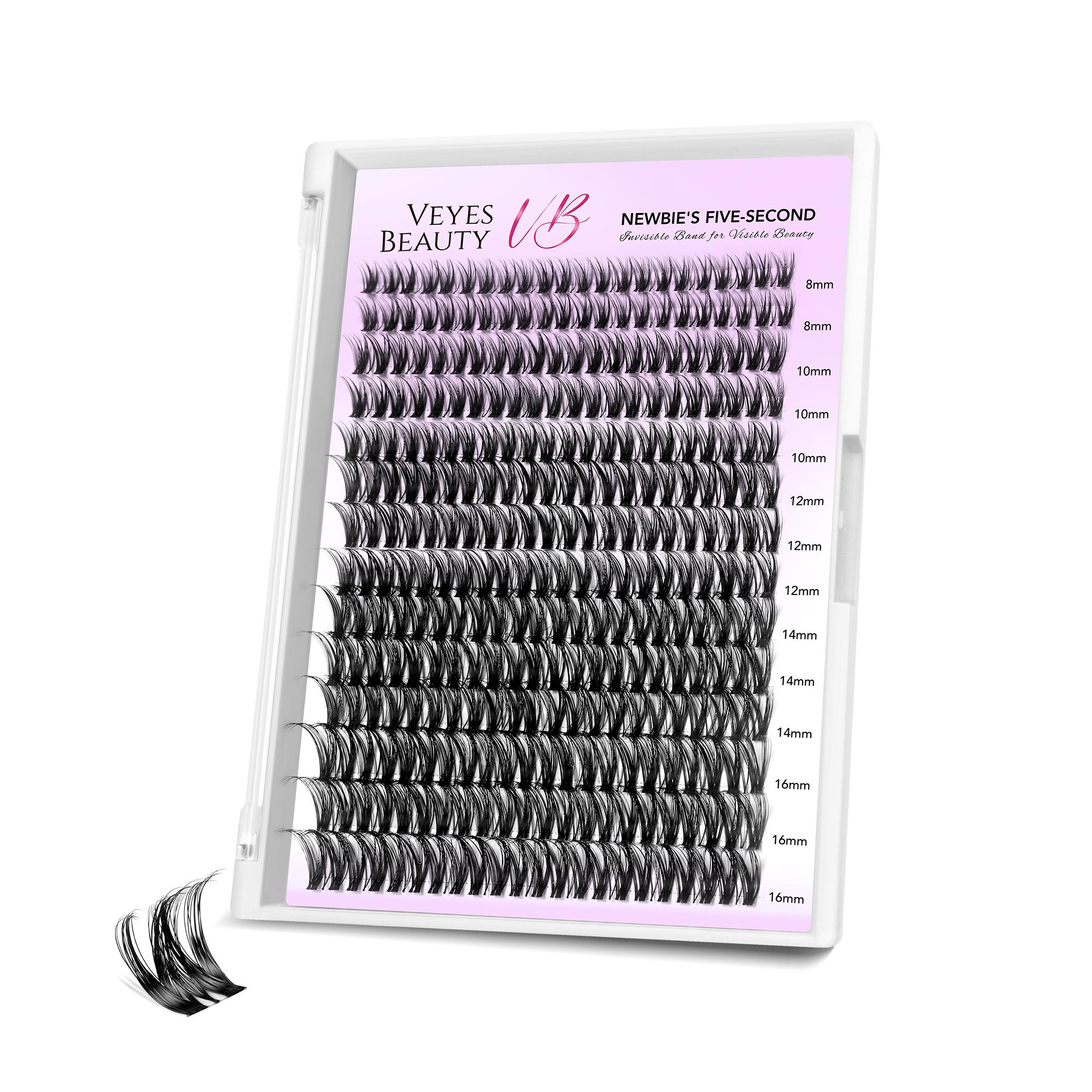 VEYESBEAUTY VB-Ribbon Cluster Lashes Individual Lash Extensions Layered Wispy Faux Mink Lash Newbie's Five-Second DIY Mixed Length for Self Application Makeup at Home Cosmetic Eyelashes Extensions