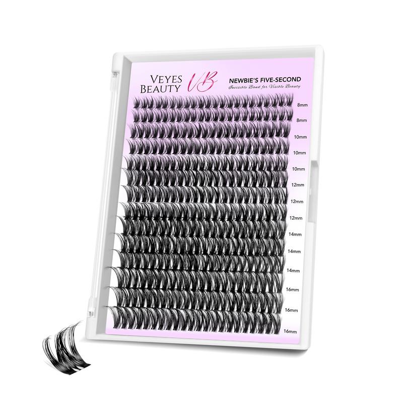 VEYESBEAUTY VB-Ribbon Cluster Lashes Individual Lash Extensions Layered Wispy Faux Mink Lash Newbie's Five-Second DIY Mixed Length for Self Application Makeup at Home Cosmetic Eyelashes Extensions