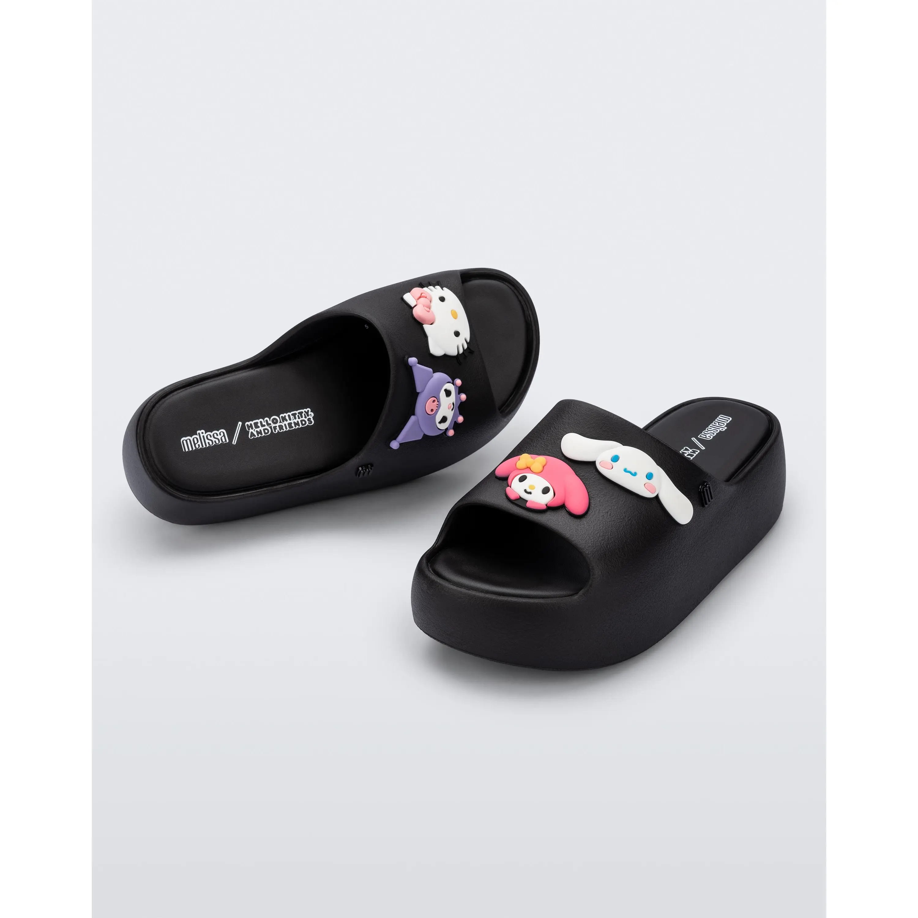 Melissa x Hello Kitty & Friends Free Platform Slides, Women's Comfortable Cartoon Print Sandals for Summer, Cartoon Women's Sandals, Flipflop, Beach Slides Footwear