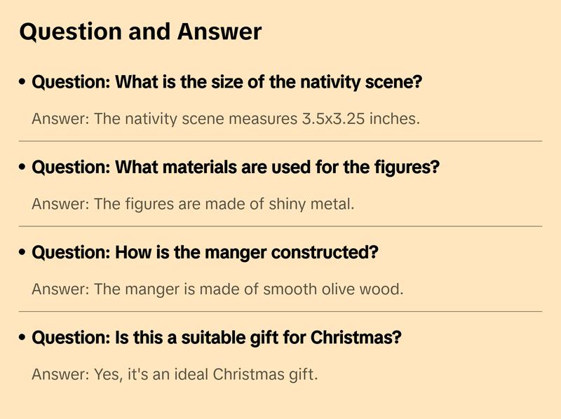 Nativity Scene Made of Olive Wood, Size 3.5x3 1/4