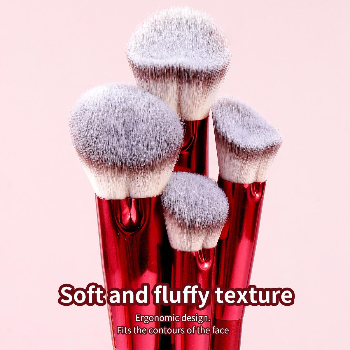 6 Counts/set Makeup Brushes, Soft Foundation Blush Powder Eyeshadow Contour Brush Smudge Brush, Glam Makeup Tools with Soft Fiber and Skin Friendly for Easy Carrying, Cosmetics Red