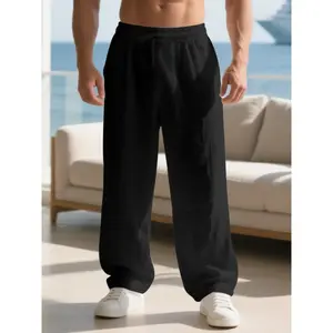 Men's Loose Summer Linen Pants, High-Quality Lightweight Beach Joggers, Casual Home Wear, Comfortable Fit for Various Occasions, Casual Comfy Trouser