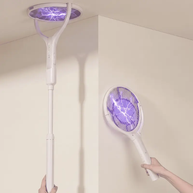 Electric Mosquito Swatter, Extendable Fly Killer Racket with Auto/Manual Mode, 1200mAh Rechargeable Mosquito Bug Zapper for Bedroom, Kitchen, Portable Zapper for indoors