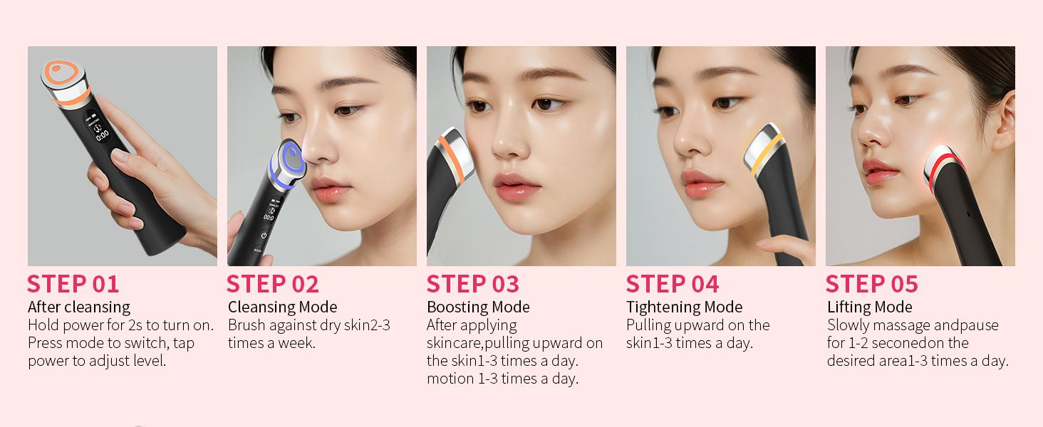 Face Lift Device – 8 in 1 Skin Tighten and Lift, LED Light Therapy for Wrinkles, Korean Skin Care, Spa-Grade Facial Massager Lift & Firm Beauty Massager (Black)