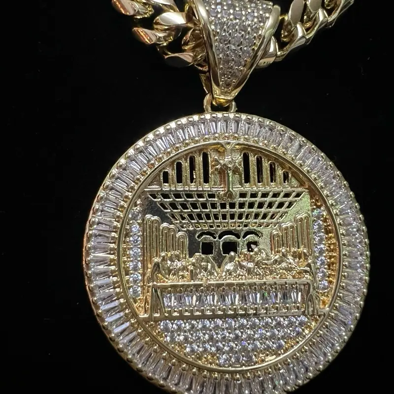 14k Gold Bonded Pendant and Necklace with Diamond Accents last supper pendant