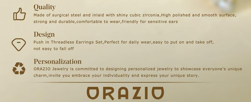 ORAZIO 20G Threadless Flat Back Earrings for Women Men Hypoallergenic Surgical Steel Push in Stud Cartilage Helix Tragus Conch Labret Nostril Piercing Jewelry