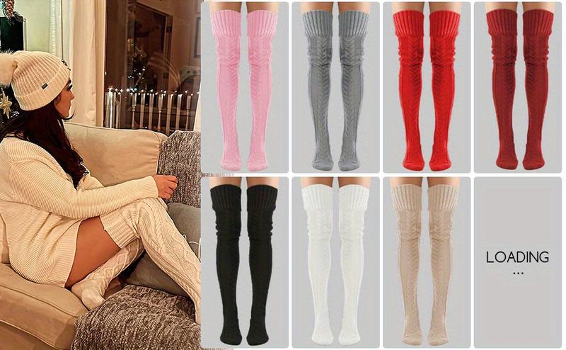 Women's Thickened Fleece Socks - Extra-Long Thigh-High Winter Non-Slip Soft Acrylic Warm Socks, Perfect for Over-the-Knee Boots, Pants, and Dresses - Cold-Resistant, Elegant, Versatile Fashion Accessory with Ribbed Design