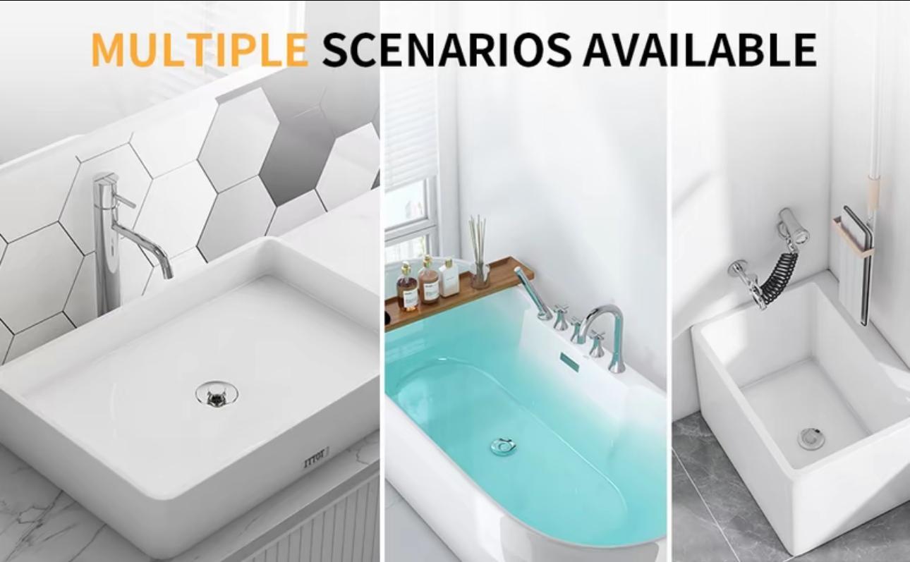 CityDry-Bathroom Sink Stopper Hair Catcher Universal Pop Up Sink Drain Filter with Stainless Steel Filter Basket & Brass Drain Plug