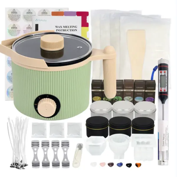 TOAUTO 1.5L Handheld Candle Melting Pot with Easy Pour Spout, Two Power Levels, Non-Stick, Easy Clean for DIY Crafting Beginners