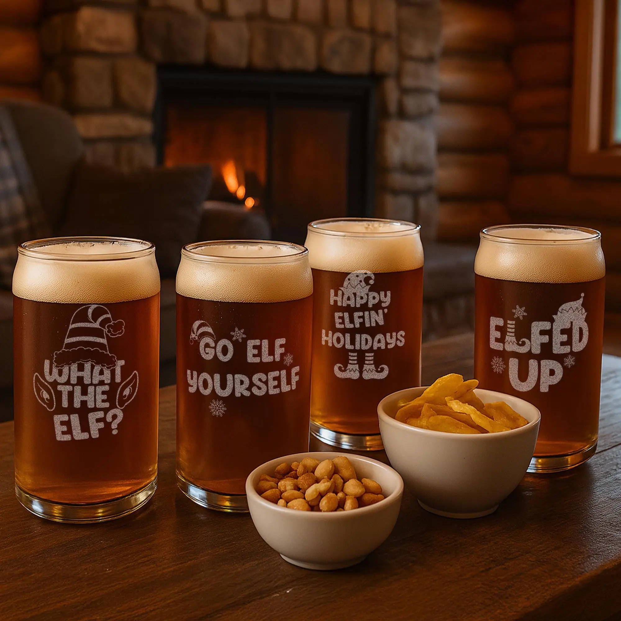 Funny Christmas Beer Glass – Elf Design Holiday Gift for Men