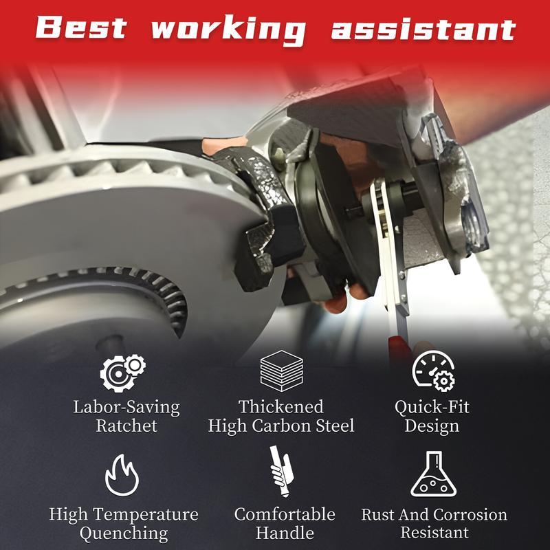 Brake Caliper Press Tool Car Piston Spreader Pad 360 Degree Swing Ratchet Hand Wrench Expander for Single Twin Quad Piston Disc Brake with 2 Push Board Sizs
