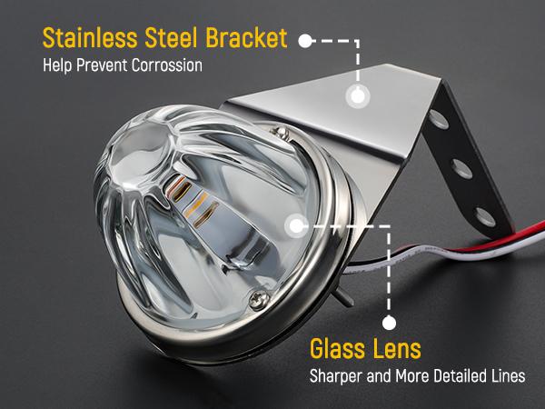 Partsam 2Pcs Glass Watermelon Lights Dual Color Amber/Blue with Stainless Steel Bracket for Kenworth Peterbilt Freightliner