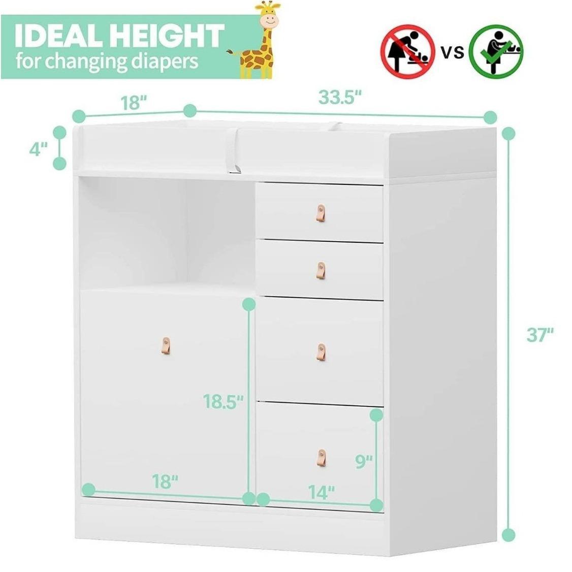 FUFU&GAGA 5-Drawer Dresser with Open Shelves, Modern White Chest of Drawers with Knobs, Storage Cabinet for Bedroom & Living Roomfor the Bedroom Furniture Organizer