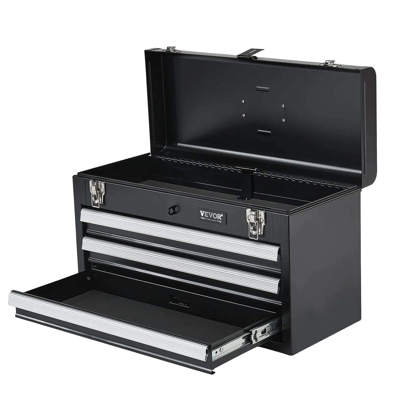 【Summerfinds】VEVOR Metal Tool Box 20.5-inchPortable Metal Tool Box with 3 DrawersSmall Tool Chest with EVA LinersBall Bearing Slide Drawers Locking & Powder Coated FinishMulti-Function Tool Organizer