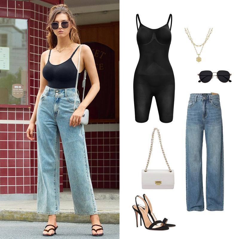 【LIVE】Nebility Women's Seamless V-Neck Bodysuit Shapewear Full Body Stretchy Basic Jumpsuit Sleeveless Fashionable Women's Wear Compression Womenswear